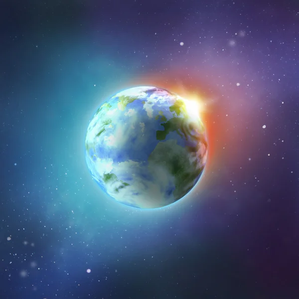 Planète Terre avec Soleil — Photo