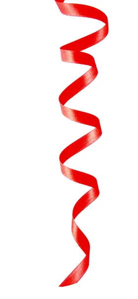 Red curved ribbon isolated on white — Stock Photo, Image