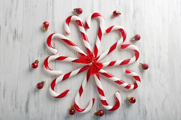 Christmas Candy Canes on table close-up — Stock Photo, Image