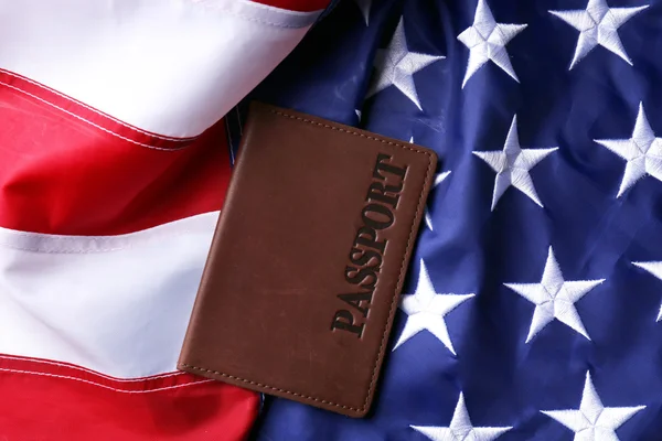 Passport lying on American Flag — Stock Photo, Image