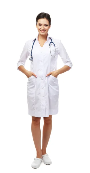 Uśmiechający się lekarz medyczny na białym tle — Zdjęcie stockowe