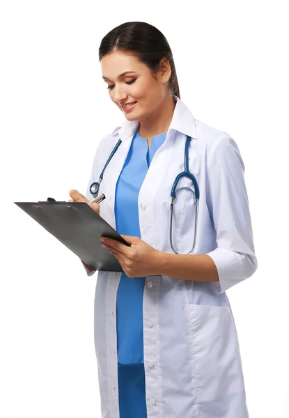 Smiling medical doctor holding a folder Royalty Free Stock Photos