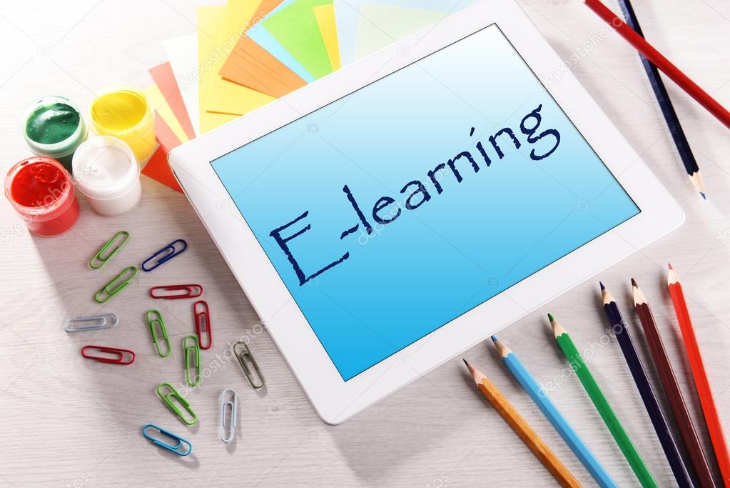 Elearning workplace concept Stock Photo by ©belchonock 91870324