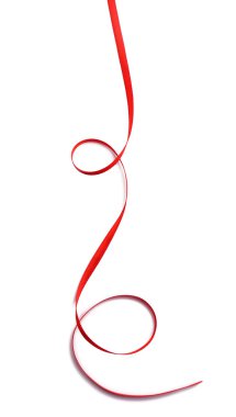 Kırmızı kurdele beyaz üzerine izole