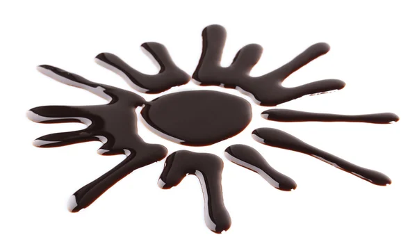 绘制的巧克力太阳，孤立在白色的轮廓 — 图库照片