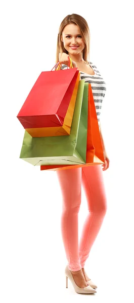 Vrouw met winkelen pakketten — Stockfoto
