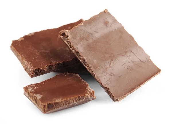 Dark chocolate pieces isolated on white — Stock Photo, Image