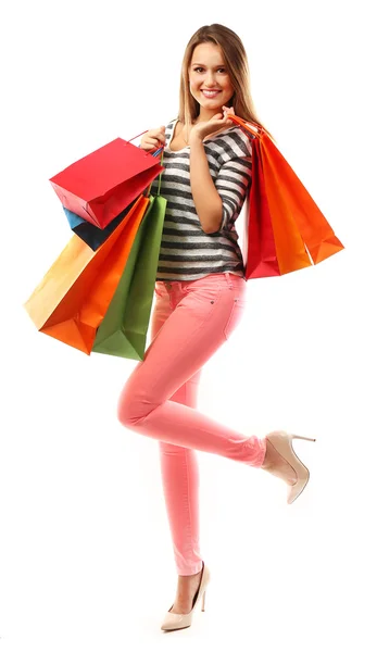 Mulher com pacotes de compras — Fotografia de Stock