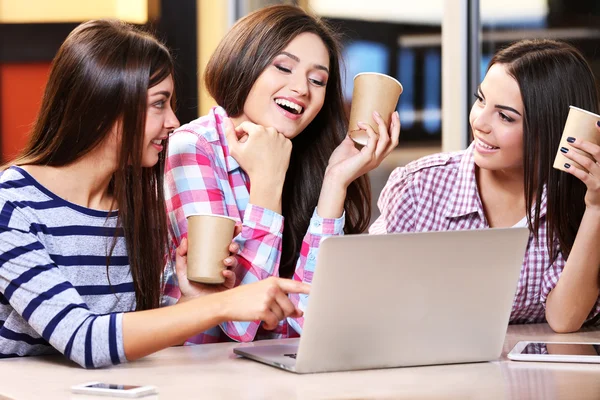 Melhores amigos com laptop — Fotografia de Stock