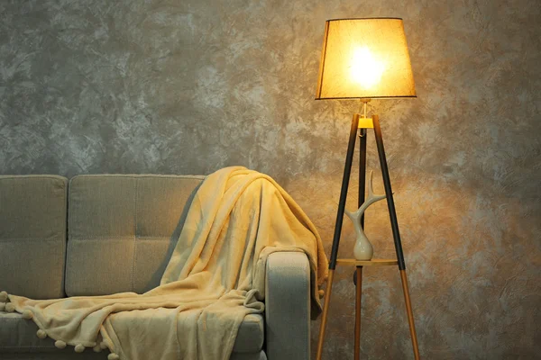 Cómodo sofá y lámpara —  Fotos de Stock