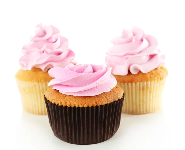 Tasty cupcakes, isolated on white — Stock Photo, Image