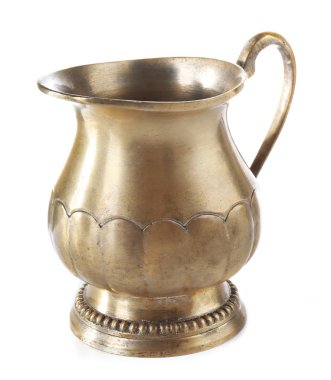 Beyaz arka plan üzerinde izole vintage gümüş tabak