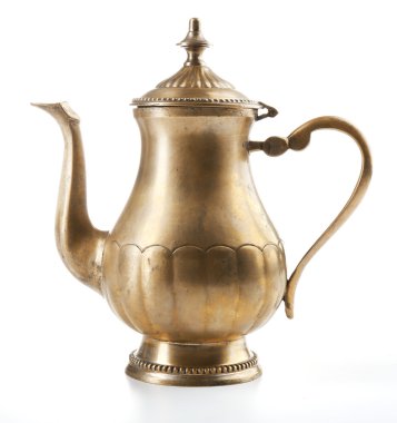 Beyaz arka plan üzerinde izole vintage gümüş çaydanlık