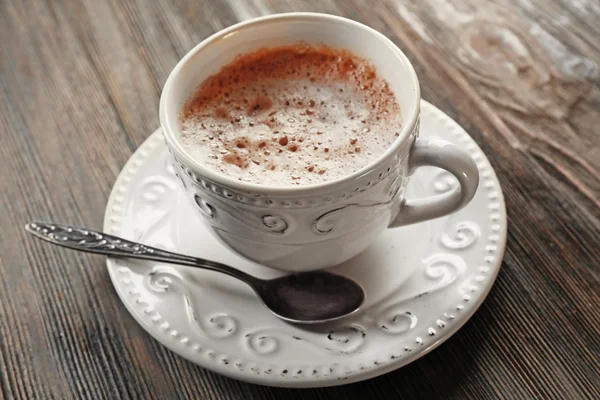 Vintage tazza di cacao su sfondo di legno — Foto Stock