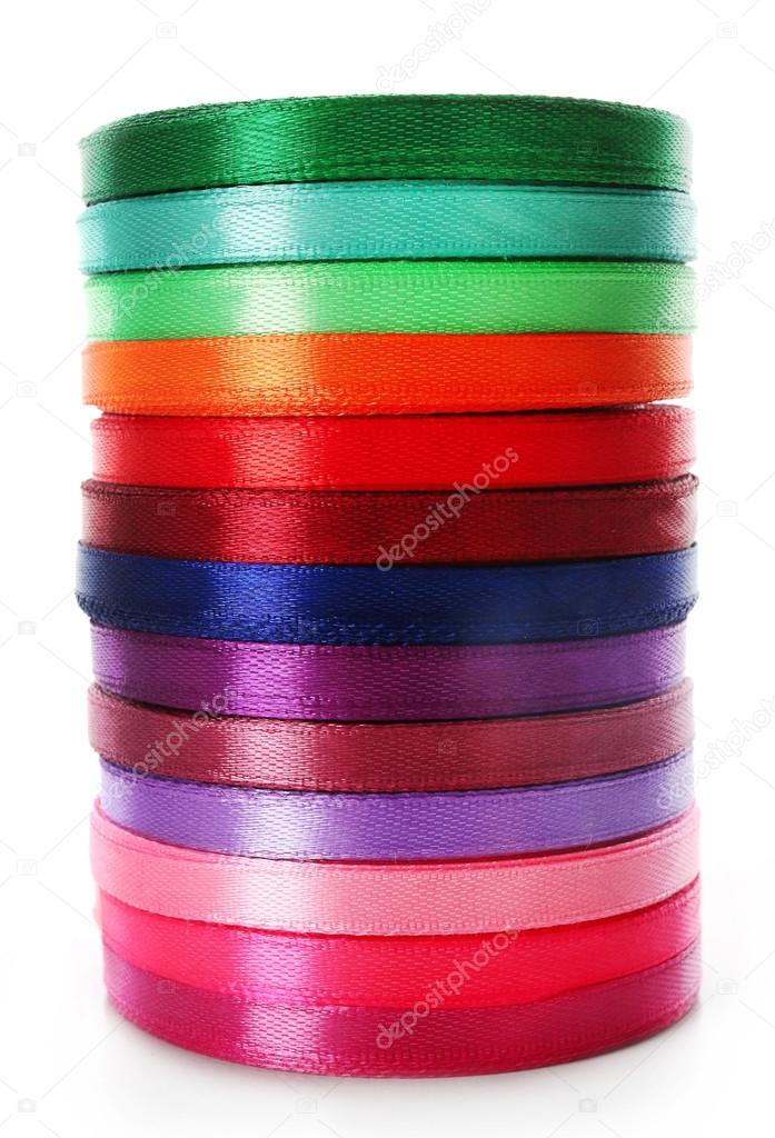 Stack of color ribbons, isolated on white