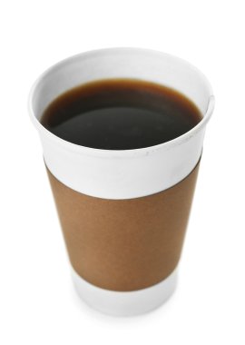 kağıt bardak kahve üzerine beyaz izole