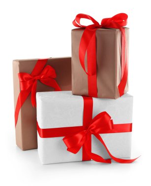 güzel hediyeler ile üzerine beyaz izole yay