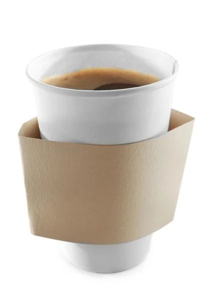 Taza de papel de café aislado en blanco — Foto de Stock