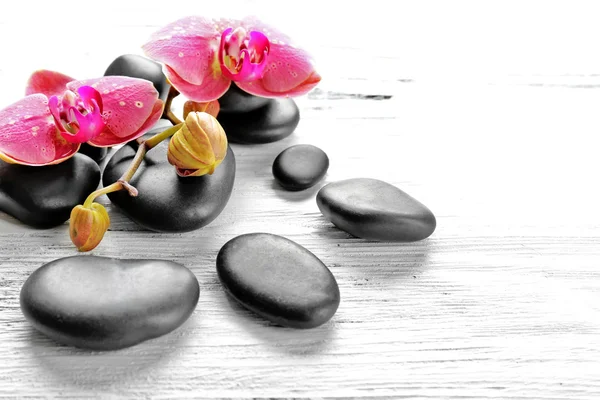 Beautiful composition of orchid and pebbles — Stock Photo, Image