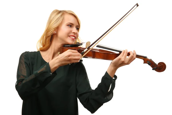 Woman plays violin — Stock Photo, Image