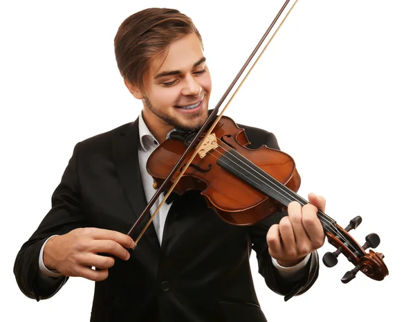 ハンサムな男は、バイオリンを果たしています。 — ストック写真