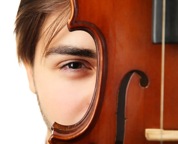 ヴァイオリンを持った若いハンサムな男 — ストック写真