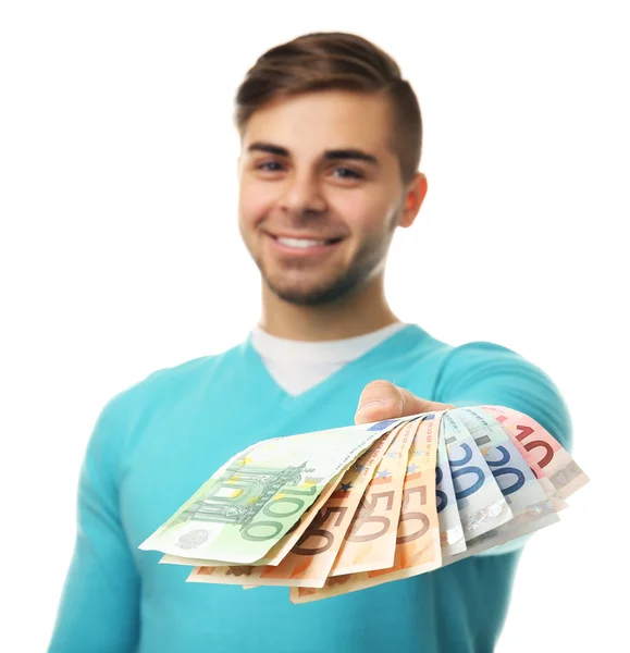 Человек, держащий деньги — стоковое фото
