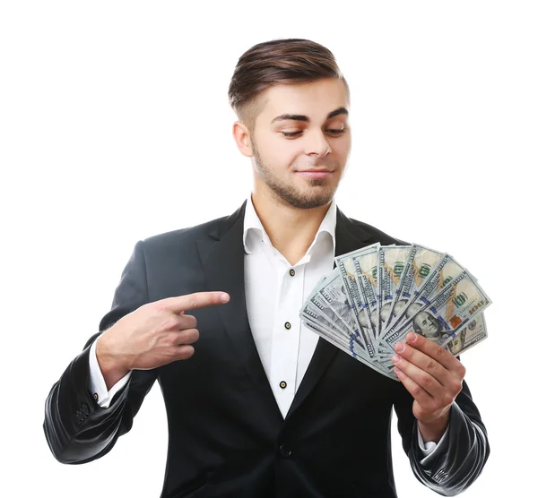 Hombre sosteniendo dinero — Foto de Stock