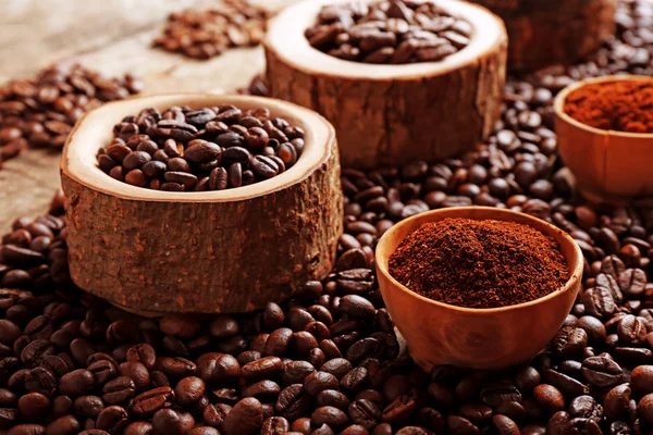Kávová zrna, zavřít — Stock fotografie
