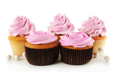 beyaz izole lezzetli kekler