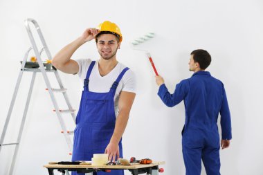 Workers renewing apartment clipart