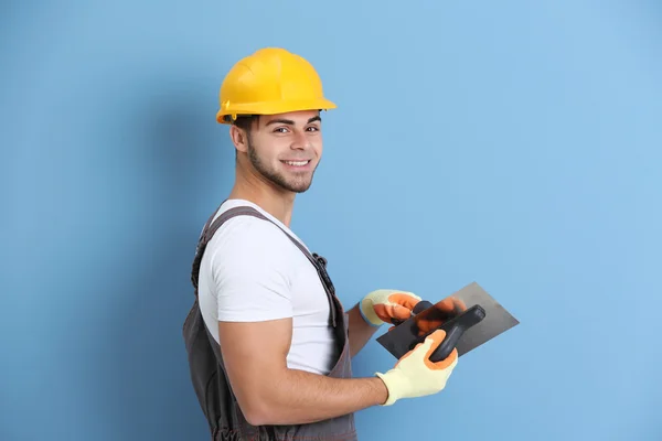 Worker renewing apartment — Stock Photo, Image