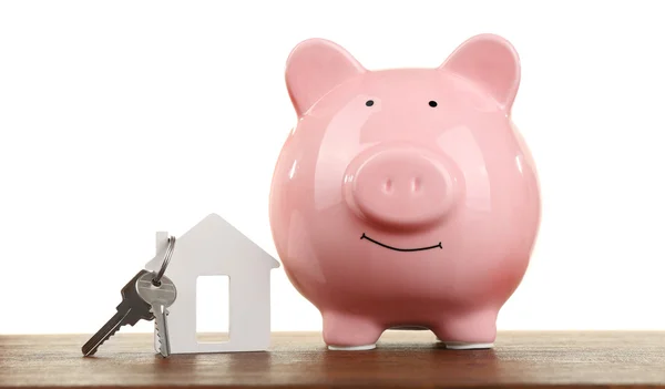 Pig money box and paper decor — Stock Photo, Image