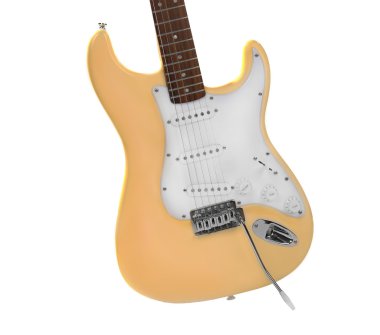 Elektro gitar, izole üzerinde beyaz, yakın çekim bir parçası