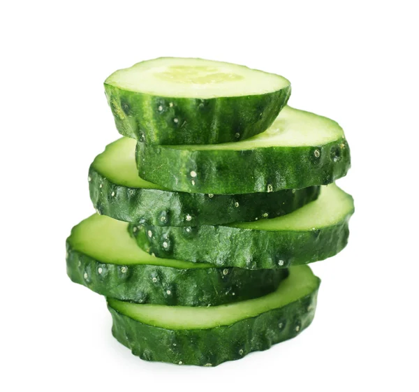 Sliced cucumbers isolated on white — Stock Photo, Image