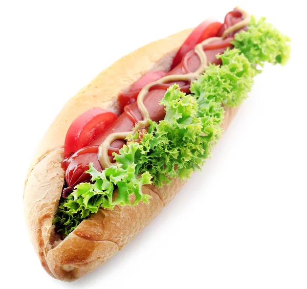 Hot dog aislado en blanco —  Fotos de Stock