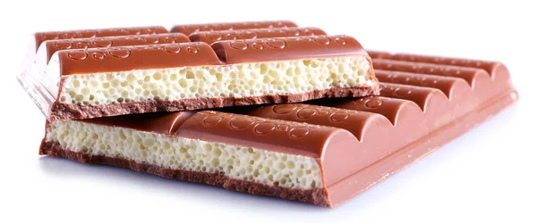Barra de chocolate quebrado, isolado em branco — Fotografia de Stock
