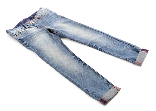 Blå jeans isolerad på vit bakgrund — Stockfoto