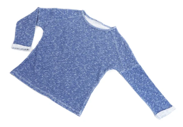 Blauwe korte pullover geïsoleerd op witte achtergrond — Stockfoto