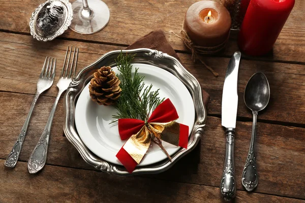 Conjunto de pratos para o jantar de Natal — Fotografia de Stock