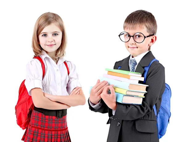 Carino scuola ragazza e scolaro — Foto Stock