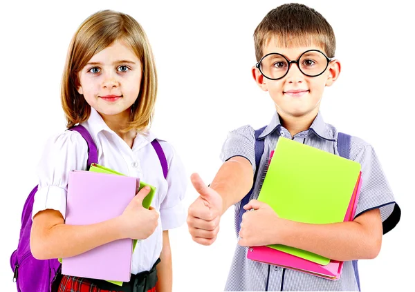 Leuke school meisje en schooljongen — Stockfoto