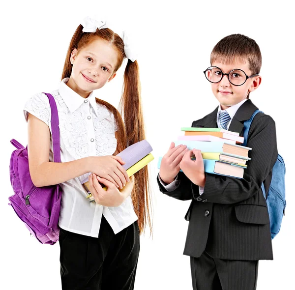 Carino scuola ragazza e scolaro — Foto Stock