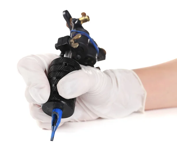 Tattoo machine in de hand — Stockfoto