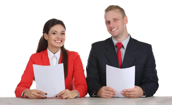 Entrenamiento de presentadores de televisión para contar noticias — Foto de Stock