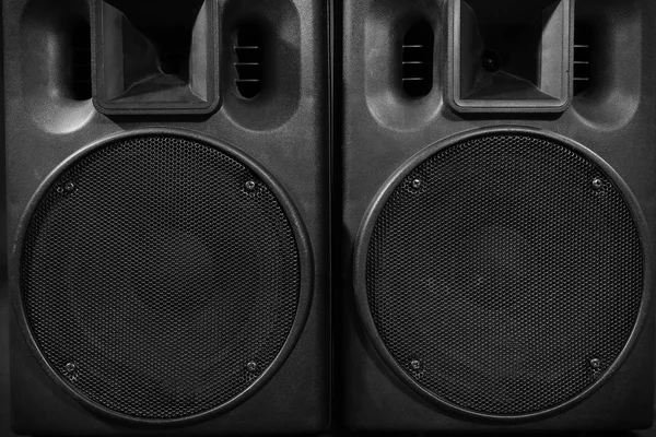 Big black loudspeakers, close up — Stock Photo, Image