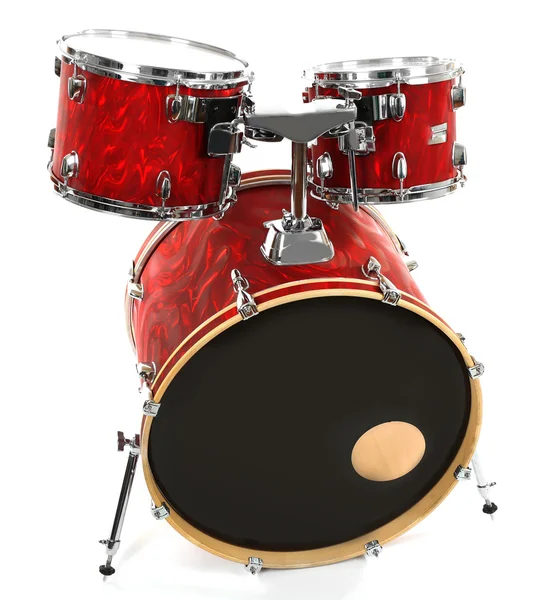 Набор красных барабанов на белом фоне — стоковое фото
