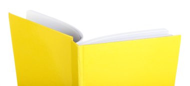 Açılmış kitap beyaz üzerine izole edilmiş