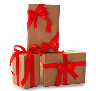 güzel hediyeler ile üzerine beyaz izole yay