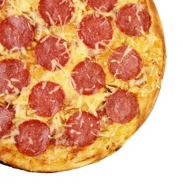 Pizza de pepperoni, aislada en blanco — Foto de Stock